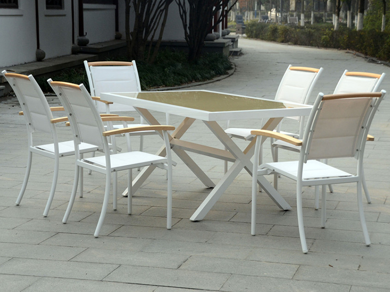 Obdélníkový stůl 6seater stůl zahradní terasa 7pcs Garden Set YQ-023A-2