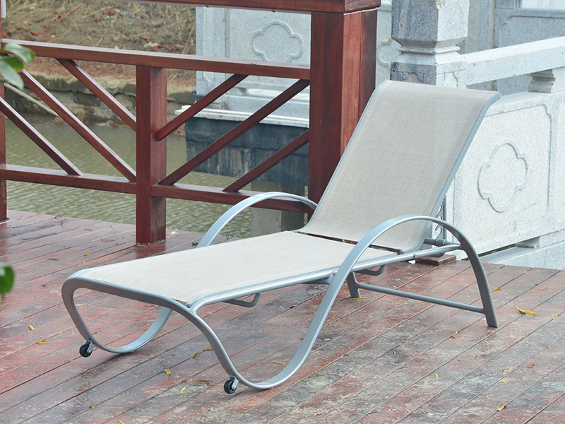 Outdoor Sun Lounge, hliníkový prak slunce Lounger, lesklé plážové slunce Lounger YQ-TB-431B