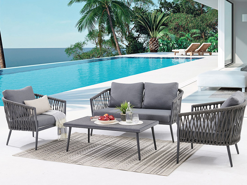 Luxusní styl Hotel Garden Backyard Patio hliníková lana venkovní pohovka Set Furniture YQC-2714