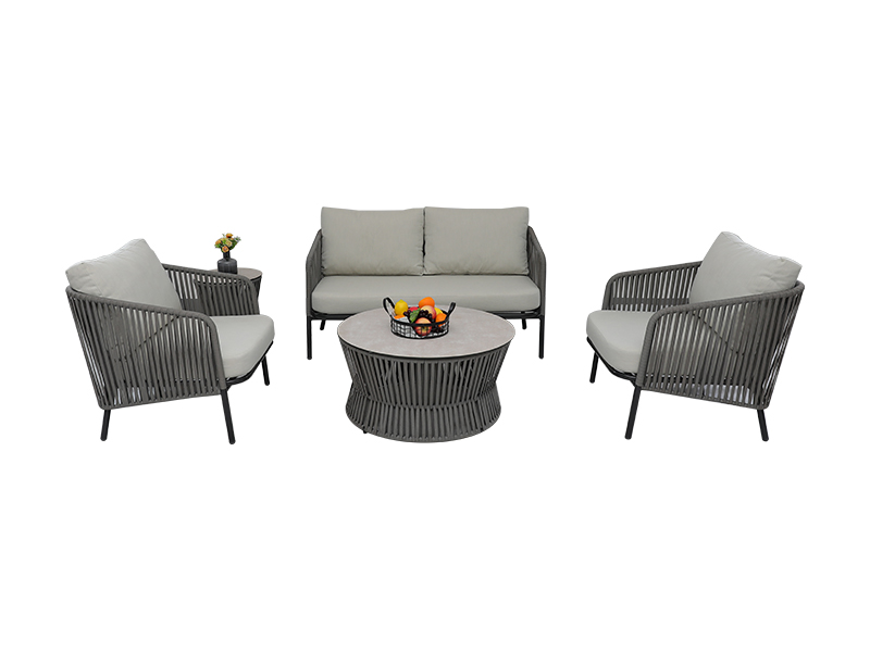 Moderní design klasický venkovní nábytek 5ks zahradní lano tkané pohovky yqc-2796