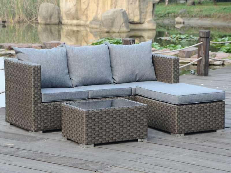 Jednoduchá sada pohovky 3PCS Rattan, hliníkový rám volný čas venkovní nábytek YQR-428