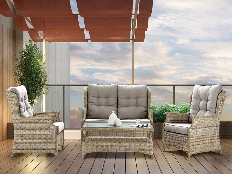 4PCS Rattan Garden Sofa Set Half Ground Rattan a Round Rattan tkaní yqr-724